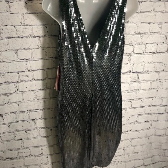 Aqua Capsule NEW Maddie&Tae Silver-Gray, Sequin, Sleeveless, Metallic Mini Dress - Picture 6 of 9